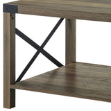 Rustic Oak Coffee Table with Bottom Shelf B062P185677