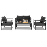 ZUN Aluminum Patio Furniture Set, 4 Pieces Modern Outdoor Conversation Set Sectional Sofa with Cushion 75618099