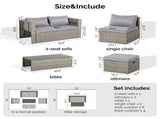 2pcs armless sofa 2pcs footstool 1pcs double sofa 1pcs coffee table with storage, gray 88703342