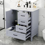 ZUN 30" Bathroom Vanity with Sink, Bathroom Cabinet with A Door, Three Drawers, Solid Wood Legs & MDF N759P207656E