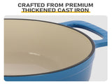 Cast iron 7.5QT cooking pot set - Gradient blue color - Includes two silicone gloves - Enamel pot 63775459