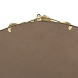 35" Round Metal Wall Mirror with Golden Leaf Accents, Modern Decor Mirror for Living Room Entryway W2078135190