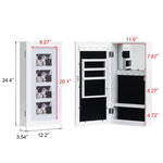 ZUN Simple PVC Wood Grain Coating Photo Storage Damp-proof Jewelry Mirror Cabinet White 43628308