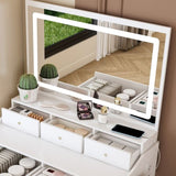 New Large Mirror Vanity Desk for Bed room , Modern Makeup Vanity Set with Power Outlet and Hair 25285722