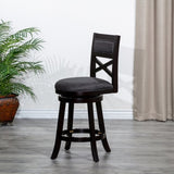 24" Counter Height X-Back Swivel Stool, Espresso Finish, Charcoal Fabric Seat B04660714