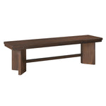 ZUN Walnut Finish Wood Bench 1pc V-Angled Design Base Dining Bench Modern Furniture B011P240203