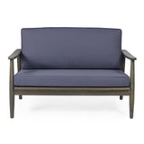 Patio Loveseat and Coffee Table Set, Patio Furniture Set with Cushion, Acacia Wood Frame 68628.00GDGRY
