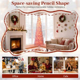 7ft Pink Pencil Christmas Tree, 527 Snow-Flocked Tips, 180 Warm White LEDs w/ 28282556