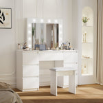 ZUN Large White Vanity Tables with Mirror and Light W2139P179891