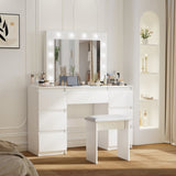 Large White Vanity Tables with Mirror and Light W2139P179891