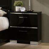 Contemporary 1pc Nightstand Black Color High Gloss Lacquer Coating Chrome Handles and Feet Bedside B011P155870