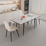 47"-63" extendable MDF modern dining and chair set, suitable for 2-6 people, white dining 09196366