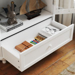 ZUN Minimalist White Buffet Cabinet with Double Glass Doors and Drawer, Modern Wooden Storage Sideboard W2557P189574