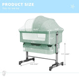 Baby Bassinet Bedside Sleeper Adjustable Portable Bed with Mosquito Nets,Green 14904342