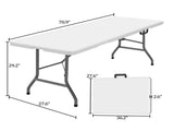6 Foot Folding Table,White Plastic Folding Table,Built-in Handle,Indoor Outdoor Table for Picnic 87444782