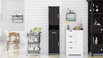 ZUN Double Door Narrow Height Slim Floor Standing Cabinet with 2 Adjustable Shelves-Black W282P171953