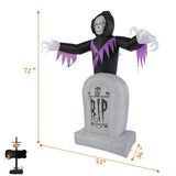 ZUN 8ft Garden 3pcs LED String Lights Grim Reaper and Grave Inflatable Halloween Decoration 52188395