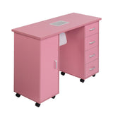 MDF Single Door 4 Drawers With Fan Pink Nail Table 67295863