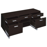 Cappuccino 5-drawer Credenza with Open Shelving B062P145476