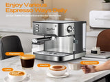 20 Bar Professional Espresso Machine with Milk Frother, Single & Double Shot, ESE Pod Compatible, W1002P292437