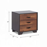 Two-tone Finish Nightstand with 3 Drawers, Walnut and Espresso B016P253966