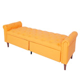 Orange, Multifunctional Storage Sofa Stool with Pu Leather Armrests 38764058
