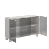 ZUN 47.25"Glass Storage Cabinet Floor-to-ceiling for Kitchen, Living Room, Bathroom W757P205984