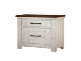 3 Drawers Nightstand with USB Chargers, Distressed White and Walnut B016P252820