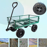 (Green solid wheels wagon cart) Solid wheels Tools cart Wagon Cart Garden cart trucks make it easier W227P162446