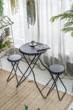 57.5x23.6x39.8" Black Stowable Side Table and Two Seats W2078P282277