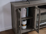Ellington 70"W Gray Walnut Finish Fireplace TV Stand Console with Heater, LED Light, Cabinets, B061P352459