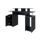 Blue Accents Minimalist Gaming Desk with Elevated Monitor Shelf B062P290272