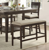 Dark Brown Finish Counter Height Bench 1pc Fabric Upholstered Casual Style Dining Room Furniture B01190042