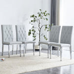 ZUN 4 piece dining chairs.Light gray provides a modern feel, while the checkered buckle design has a W1151132020