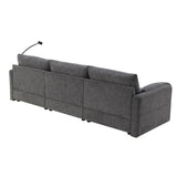 96.5'' Chenille Sectional Sofa with Storage Ottoman and Pockets,Adjustable Phone Holder,Wide,4 61135243