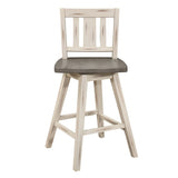 ZUN Counter Height Chairs Set of 2, White Gray 360-degree Swivel Chair Solid Rubberwood Kitchen Dining B011P194911