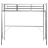 ZUN Twin Size Metal Loft Bed with Safety Guardrails & 2 Built-in Ladders, Loft Bunk Bed Frame for Teens 37867225