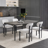 Modern Dining Room Chairs Set of 2, Mid-Century Upholstered Boucle Kitchen Dining Chairs with Black W3244P296972