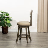 24" Counter Height X-Back Swivel Stool, Weathered Gray Finish, French Gray Leather Seat B04660726