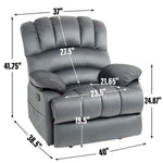 ZUN Large Manual Recliner Chair in Fabric for Living Room, Grey W1803P191938