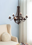 6 - Light Metal Chandelier, Hanging Light Fixture with Adjustable Chain for Kitchen Dining Room W2078138933