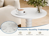 Round Side Table - Solid Wood Leg Small Drink Table for Living Room Bedroom Office,White 06729684