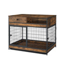 ZUN Furniture Dog Cage Crate with Double Doors. Antique Brown,38.78'' W x 27.36'' D x 32.17'' H. 52622080