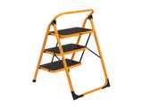 3-Step Steel Step Stool with Low Handrail - Ginger Yellow, Non-Slip & Foldable, Safe for Home 02539083