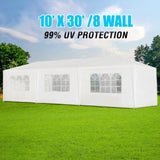 ZUN 10x30' Wedding Party Canopy Tent Outdoor Gazebo with 8 Removable Sidewalls W1205137315