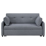 Radella 69"W Gray Linen Convertible Sleeper Sofa with USB Ports, Power Sockets, Pockets, Pillows, B061P296420