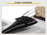 Full Size 4/4 Bunnel Edge Electric Silent Violin with Case Bow Rosin Headphone Connecting Line White 63462985