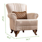 Traditional Style Chair Made With Chenille Upholstery in Beige Color B00968104