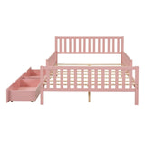 Full Size Wood Platform Bed with Guardrails on Both Sides and Two Storage Drawers ,Pink N733P172700H