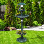 ZUN Outdoor Solar Lighted Pedestal Bird Bath Resin Fountain Decoration with Planter and Feeder, 56446556